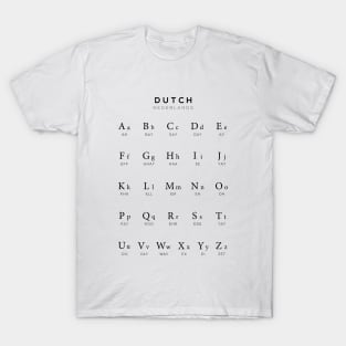 Dutch Alphabet Language Learning Chart, White T-Shirt